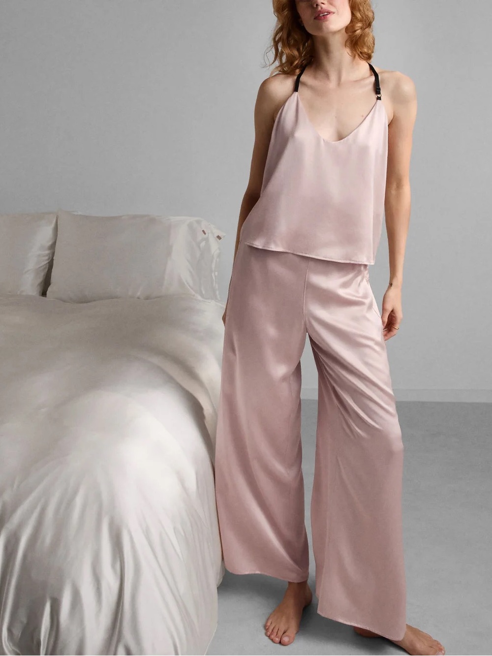 LUNYA washable silk cami pant set pajamas lounge luxe delicate pink size M